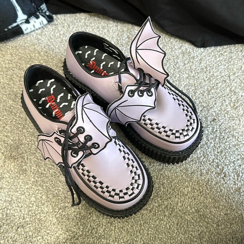Purple demonia bat shoes